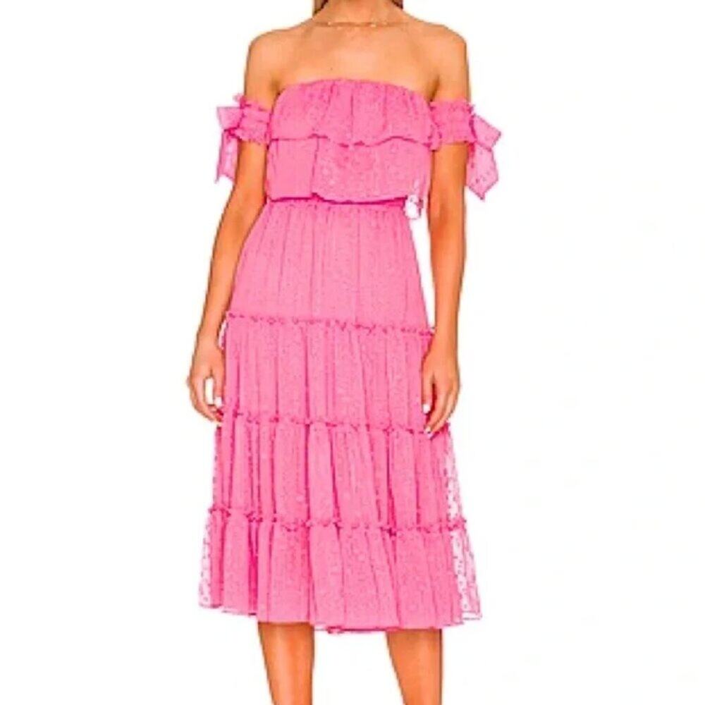 Revolve Misa Micaela Pink Off-the-Shoulder Dress